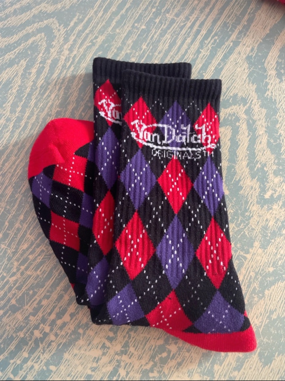 Mens Von Dutch Retro Argyle Crew Socks